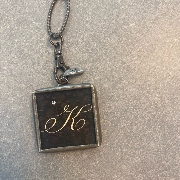 Black Pendant Necklace with Initial 'K' - Picture 4 of 5